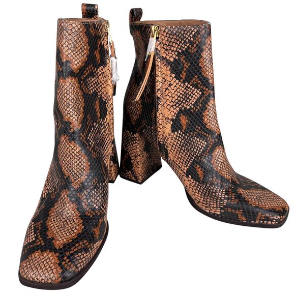 Circus Sam Edelman Pascha Boots 10 Brown Snake Print New - Picture 1 of 11